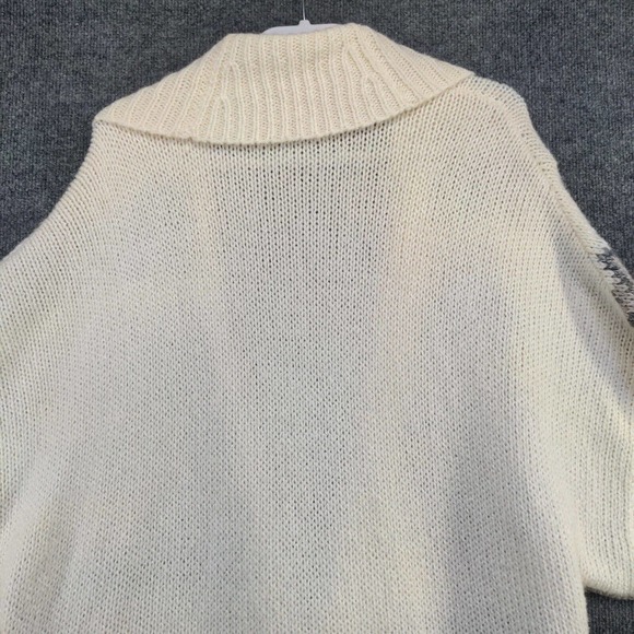 Old Navy Women's Open Front Cardigan Knit Sweater Cream XXL Fair Isle Wool Blend - Picture 7 of 13